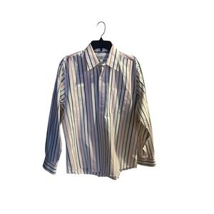 Cutter & Buck Mens M M Striped Long Sleeve Button Down Shirt Casual